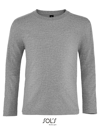 Kinder-Longsleeve - Logofarbe: Dunkelblau Textilfarbe: Grey Melange Größe: 10 Jahre (130/140)