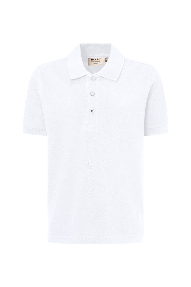 Kinder-Polo-Shirt - Logofarbe: Dunkelblau Textilfarbe: Weiß Größe: 146/152