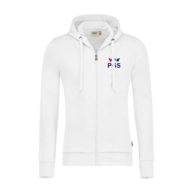 Unisex-Sweatjacke mit Kapuze mit neuem PGS-Logo - Größe: M Farbe: weiß