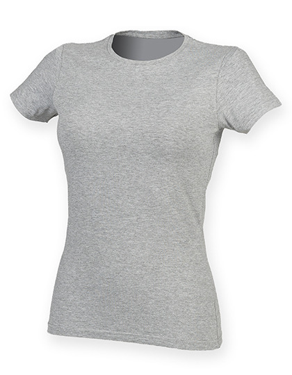 Schmales Damen-T-Shirt SF - Größe: XS Logofarbe: Dunkelblau Textilfarbe: Heather Grey