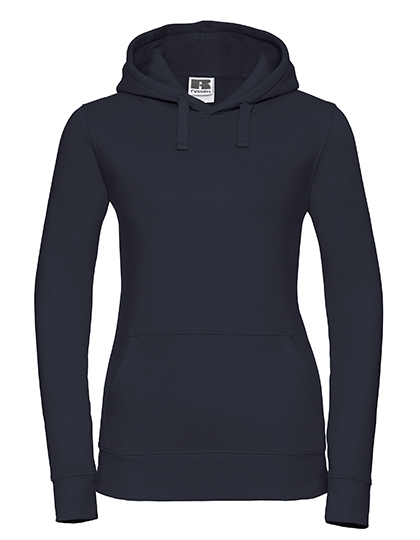 Damen-Hoodie - Größe: XS Logofarbe: Dunkelblau Textilfarbe: Light Oxford (Hellgrau)