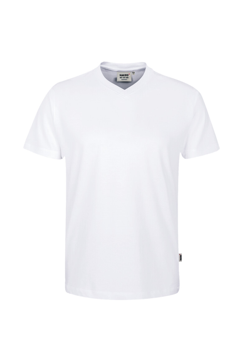 Herren-T-Shirt mit V-Ausschnitt - Größe: XS Logofarbe: Dunkelblau Textilfarbe: Weiß